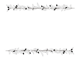 ナチュラルなオリーブの手描き風の線画　ラインフレーム