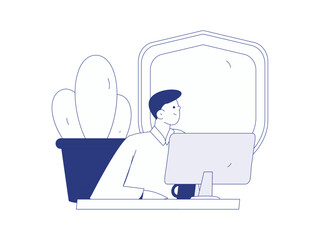 Business network security character flat vector concept operation hand drawn illustration
