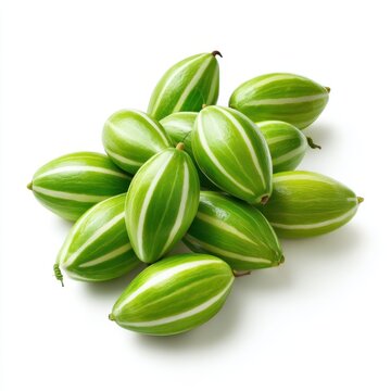 Heap of pointed gourds vegetable on white background