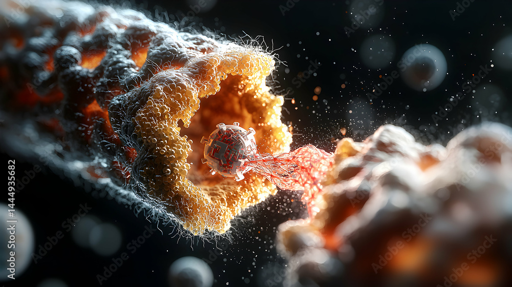 Aufkleber an artistic depiction of a microscopic world with a focus on cellular structures. it could be used f