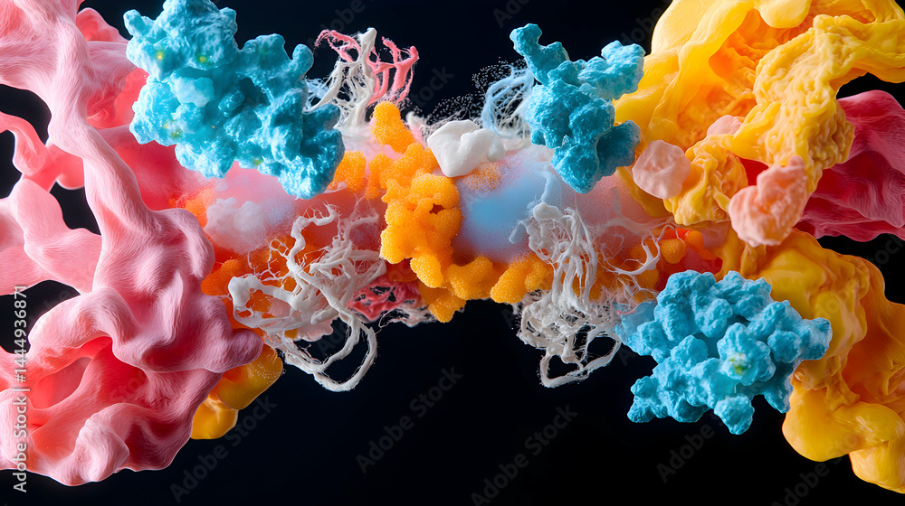 Aufkleber vibrant abstract image featuring swirling colorful forms reminiscent of cellular structures. could b