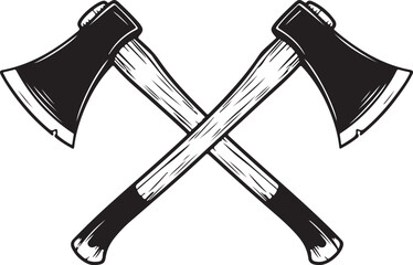 Crossed axes isolated on white background. Design element for logo,label,emblem,sign, poster. Vector illustration