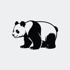 Stylized Giant Panda Bear Illustration Black and White