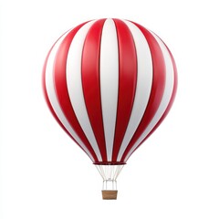 Obraz premium Red striped hot air balloon isolated on white background