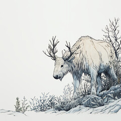 snow deer wildlife animal nature