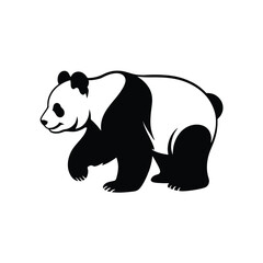 Walking Panda Bear Black and White Silhouette Illustration