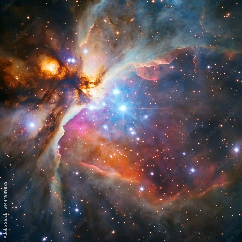 Poster cosmic wonders shimmering stars and colorful nebula patterns in deep space