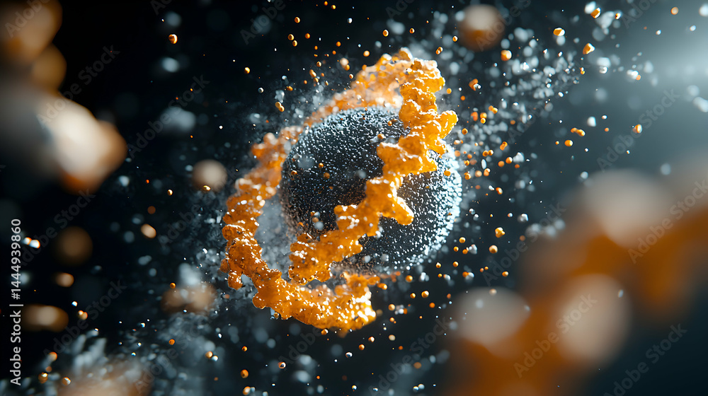 Aufkleber this is a dynamic image of a particle possibly a virus. it could be useful in scientific presentatio