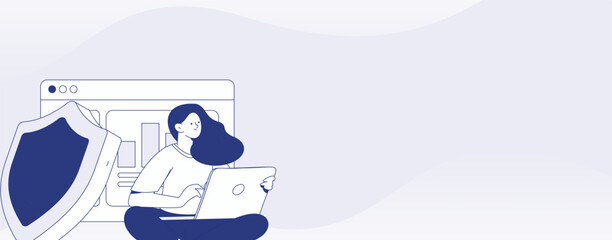 Business network security character flat vector concept operation hand drawn illustration
