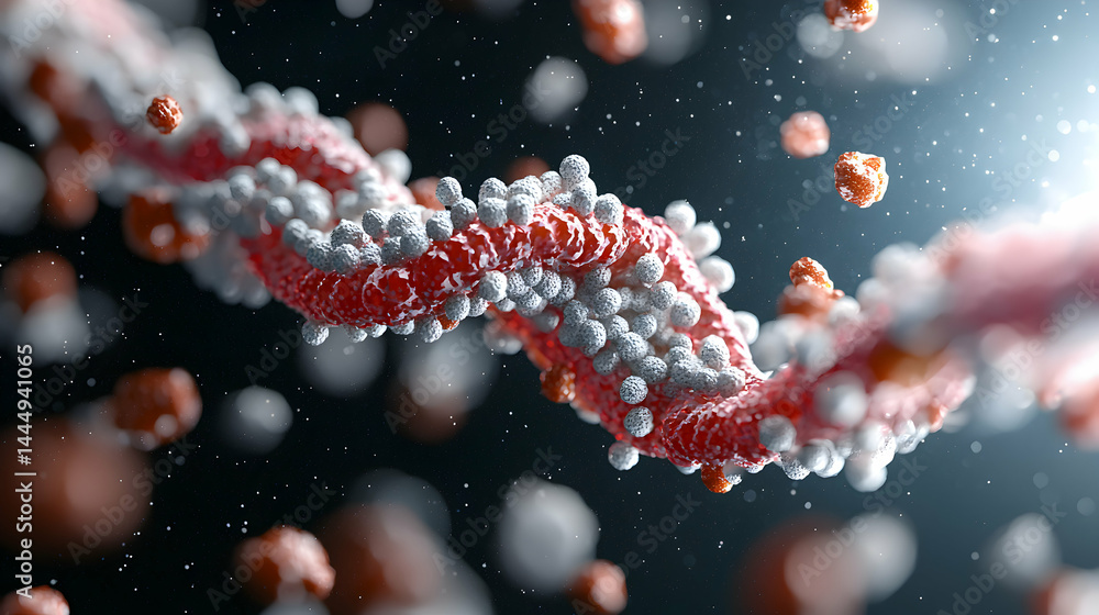 Poster a microscopic view of a biological structure shows detail. could be used in science education or med