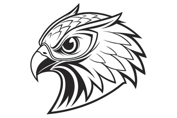 Eagle Head Profile Outline Bird of Prey Illustration, Sharp Beak & Feathered Detail