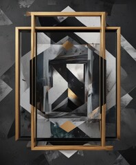 Abstract geometric photo collage, versatile design with customizable image frames , digital, frames