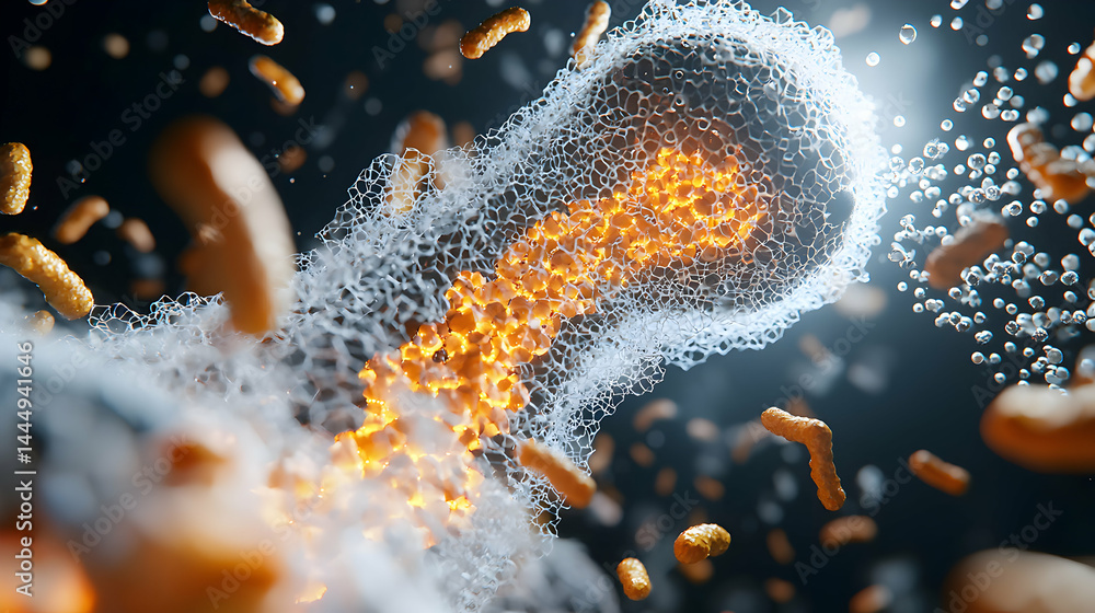 Poster a microscopic view of an organic process. ideal for educational medical presentations or futuristic 