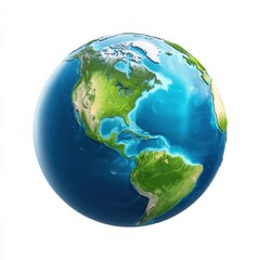 Fototapeta premium Earth globe with continents shown on white background