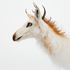 close up of a white goat animal art poster