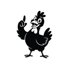 Happy Cartoon Chicken Character Pointing Upward
