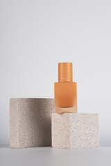 Cosmetic cream tube and skin care or sunscreen cosmetic with stylish propson white background. 