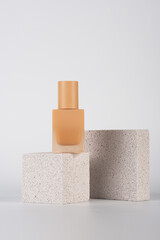 Cosmetic cream tube and skin care or sunscreen cosmetic with stylish propson white background. 