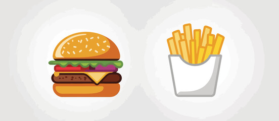 Delicious Cheeseburger and French Fries Combo Illustration