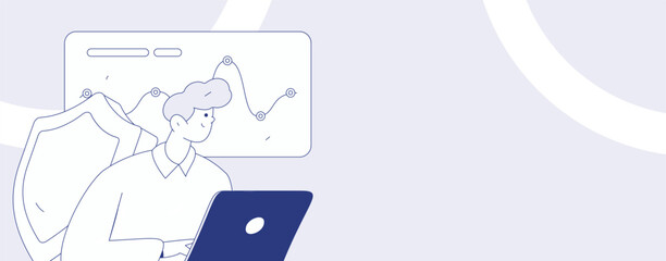 Business network security character flat vector concept operation hand drawn illustration
