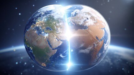 Fototapeta premium Earth viewed from space representing deep future investment frameworks for multi-planetary exploration and development