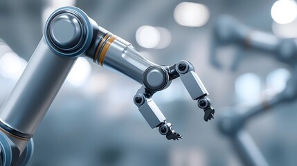 Industrial robot arm in motion, showcasing precision and advanced mechanics in modern manufacturing.