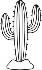 Cactus Silhouette Vector | Desert Plant, Succulent Icon & Nature Shape in Black Vector-EPS Format