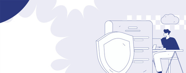 Business network security character flat vector concept operation hand drawn illustration
