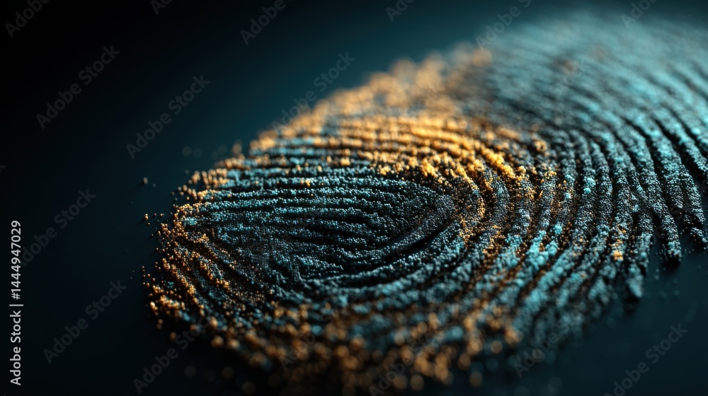 Poster high-resolution image of a fingerprint representing digital id and privacy technology for safeguardi