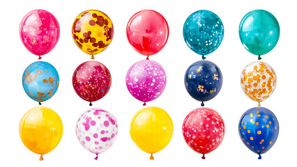 Colorful Balloons Collection Isolated on White Background