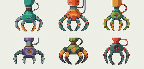 Six Colorful Robotic Claws Mechanical Arms Set