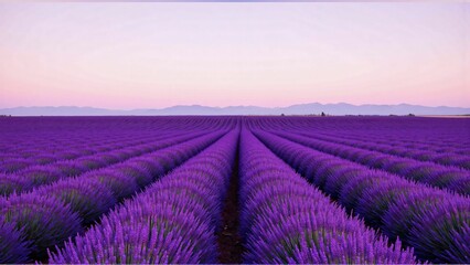 Fototapeta premium Blooming Lavender Fields at Sunset with Pastel Skies