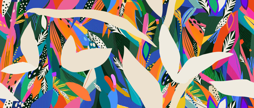 Exotic bohemian abstract pattern. Dynamic tropical print. Fashionable unique template for design. 