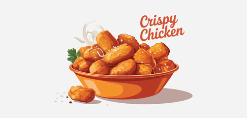 Crispy Fried Chicken Nuggets in Orange Bowl