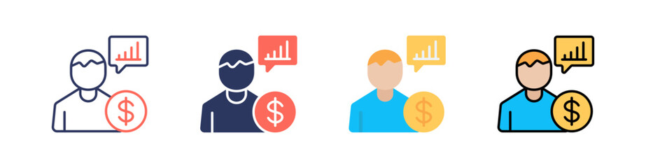 Visual Advisor Multi Style Icon Set Vector 