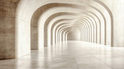 Naklejka premium Beige Stone Arch Corridor Interior Architecture