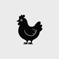 Simple Black Silhouette of a Hen Farm Animal Icon