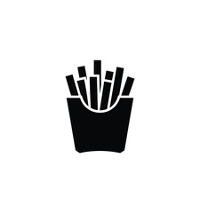 Simple Black Icon of French Fries in a Carton