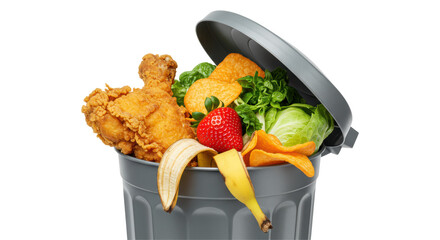 Isolated Garbage Bin with Food Waste