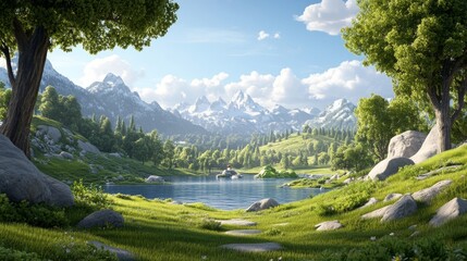 An articulate representation of natural resources emphasizing efficient management strategies, technological innovations, and eco-friendly practices to achieve environmental balance in Photo Stock