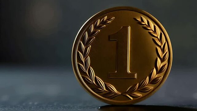 Gold first place medal winner, success and achievement concept