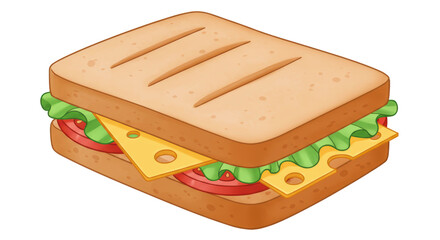 Isolated Sandwich with Cheese and Vegetables