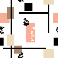 Seamless abstract geometric floral pattern. Vector Illustration.
