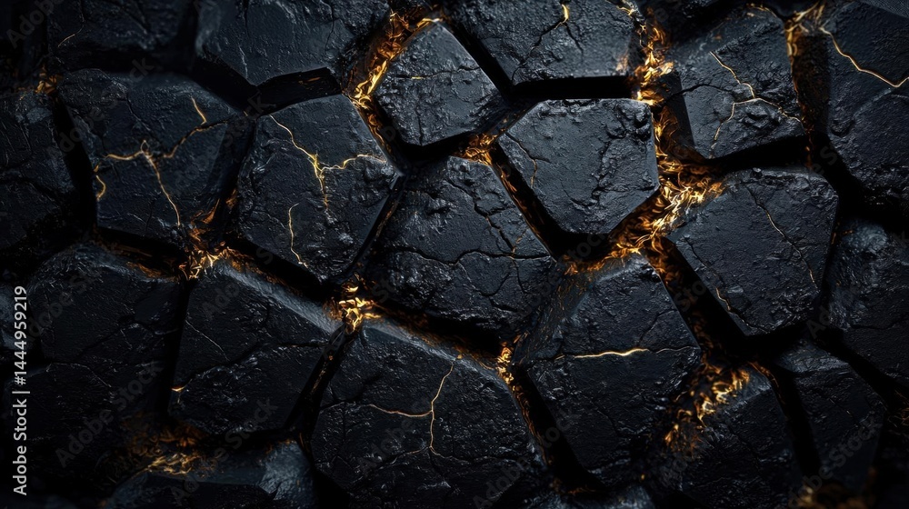 Poster close-up of a textured surface made up of small, irregularly shaped rocks. the rocks are arranged in