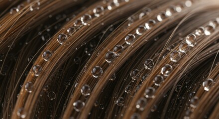 Obraz premium Close-up of hair strands with water droplets