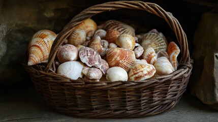 Decorative basket with assorted objects