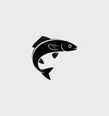 Black and White Stylized Fish Illustration for Seafood