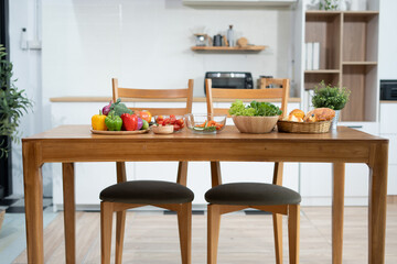 Workplace kitchen table. Kitchen background.