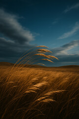 Whisper in the field - wind over golden grasses 