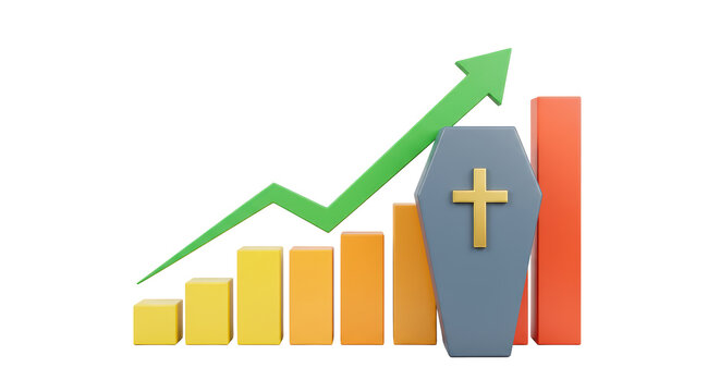 Isolated Coffin on Chart with Growth Arrow